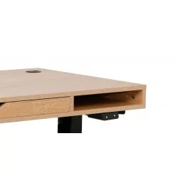 Bureau électrique chêne naturel – réglable en hauteur avec ports USB | Golddeco