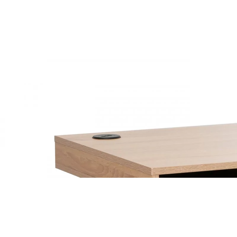 Bureau électrique chêne naturel – réglable en hauteur avec ports USB | Golddeco