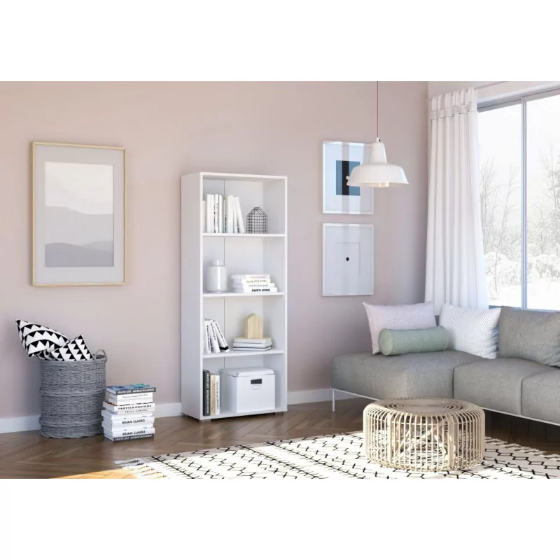 Bibliothèque Pure blanche – 4 étagères 60 cm | Golddeco