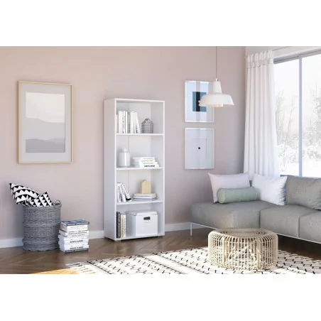 Bibliothèque Pure blanche – 4 étagères 60 cm | Golddeco