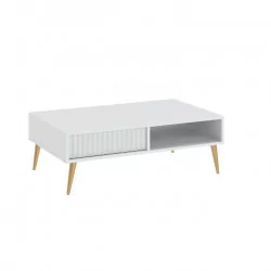 Table basse blanche scandinave avec tiroir – Design Golddeco élégant