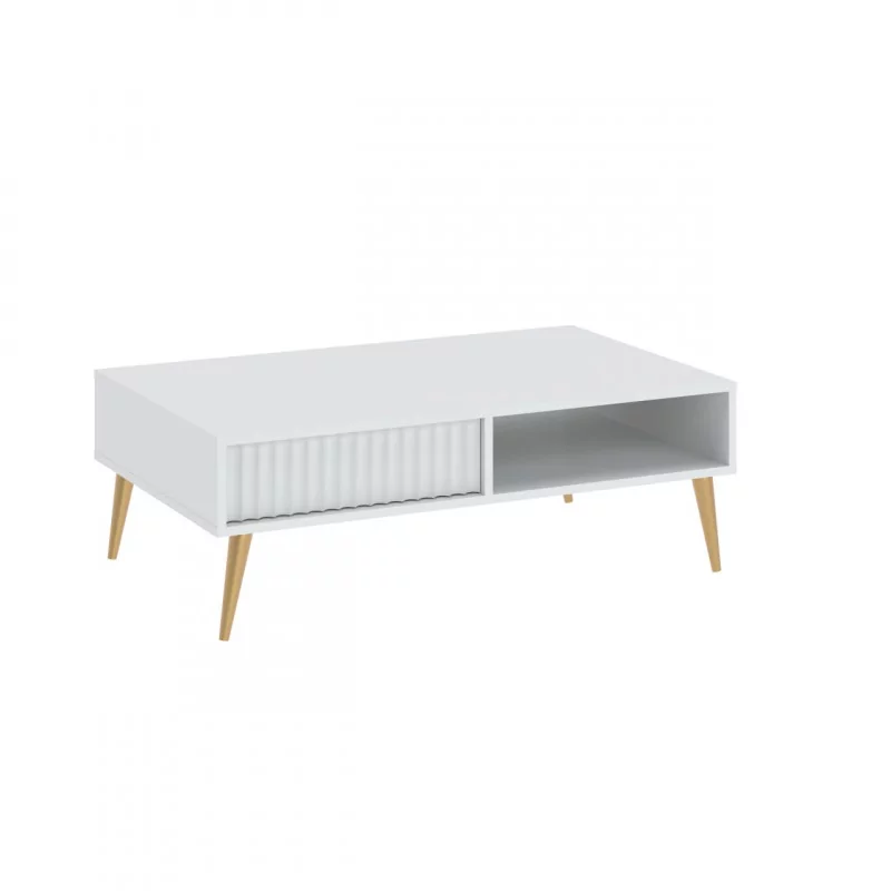 Table basse blanche scandinave avec tiroir – Design Golddeco élégant