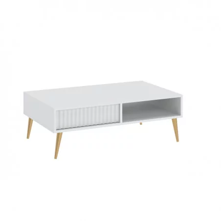 Table basse blanche scandinave avec tiroir – Design Golddeco élégant