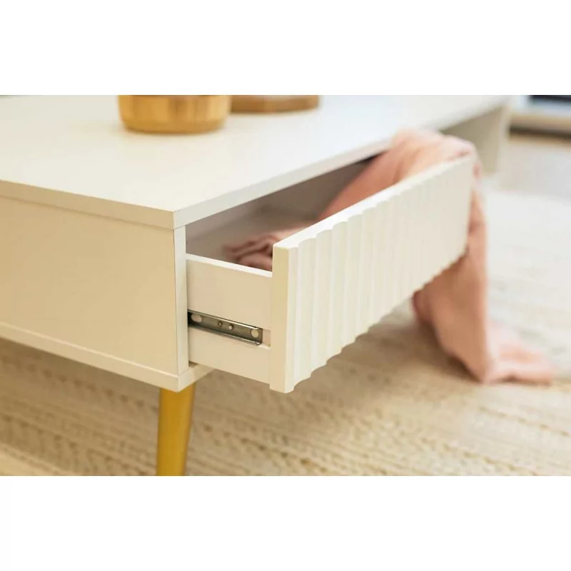 Table basse blanche scandinave avec tiroir – Design Golddeco élégant