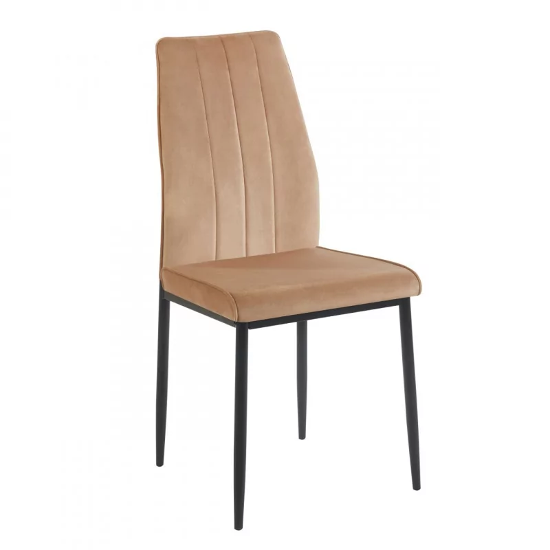 Chaise Capri velours cappuccino – Élégance & confort Golddeco