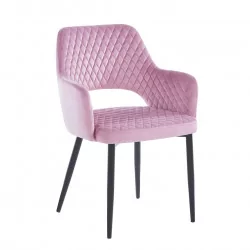 Chaise Clara velours rose – Élégance & confort Golddeco