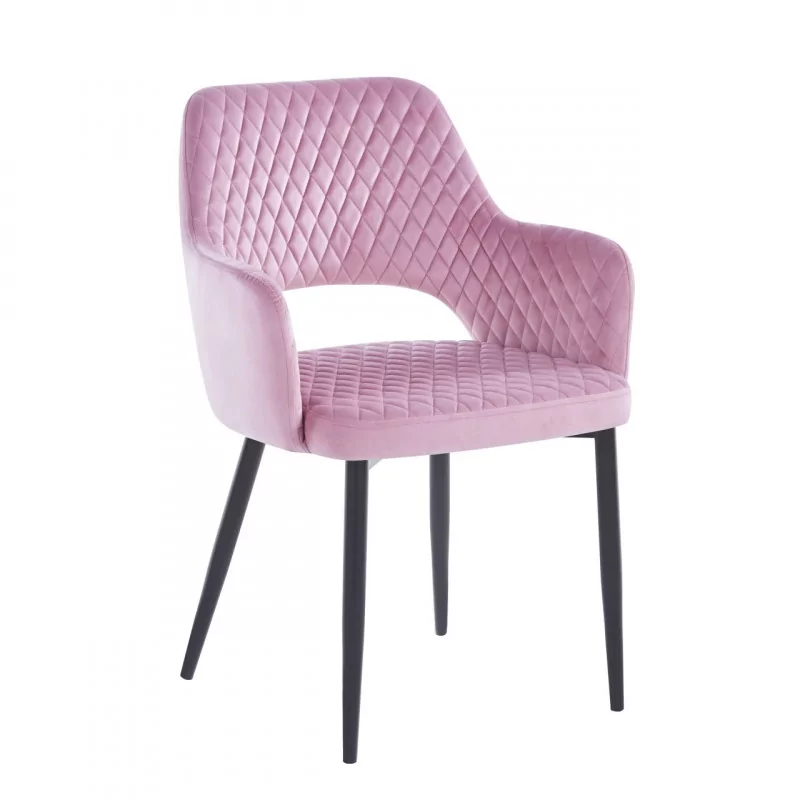 Chaise Clara velours rose – Élégance & confort Golddeco