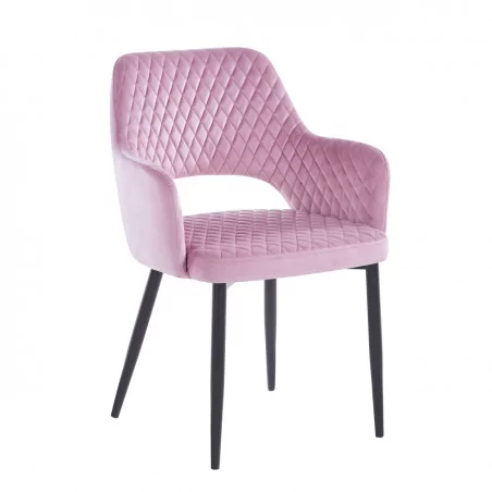 Chaise Clara velours rose – Élégance & confort Golddeco