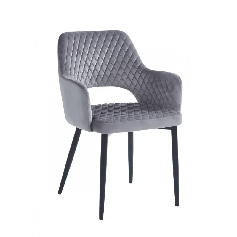 Chaise Clara velours gris – Design & confort Golddeco
