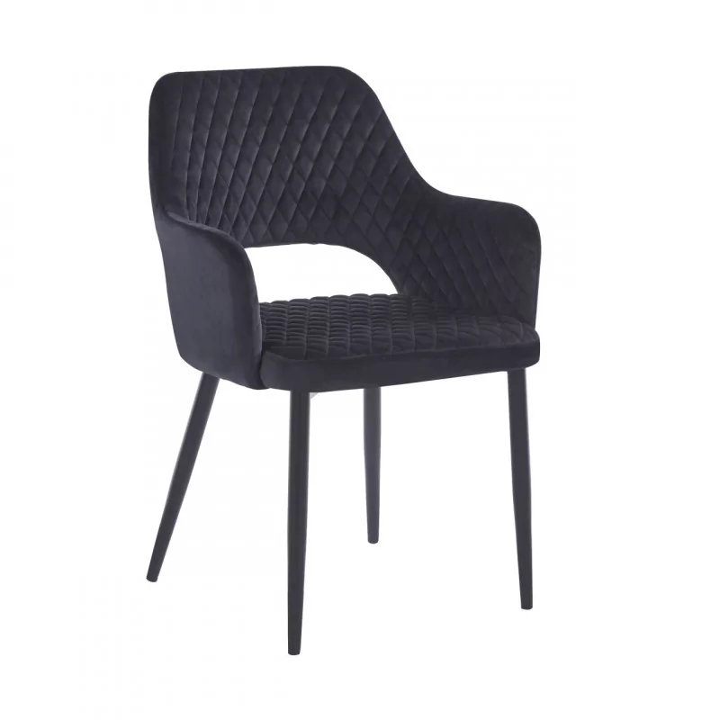 Chaise Clara velours noir – Élégance & confort Golddeco