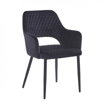 Chaise Clara velours noir – Élégance & confort Golddeco