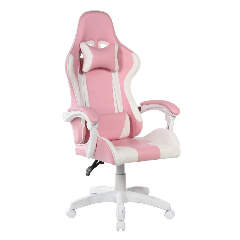 Chaise Gamer Atlas – Rose & Blanc | Élégance & Confort