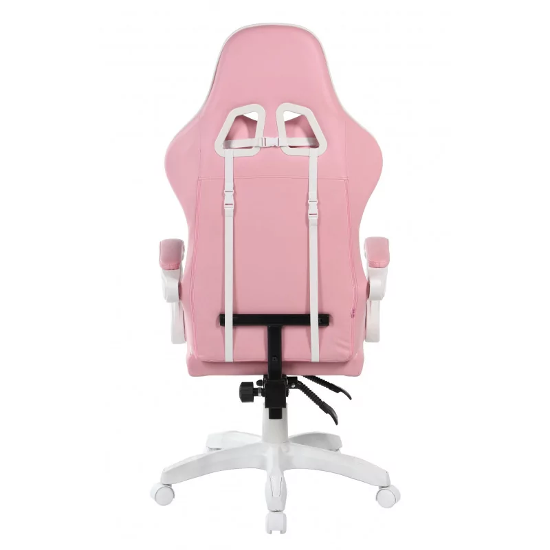 Chaise Gamer Atlas – Rose & Blanc | Élégance & Confort