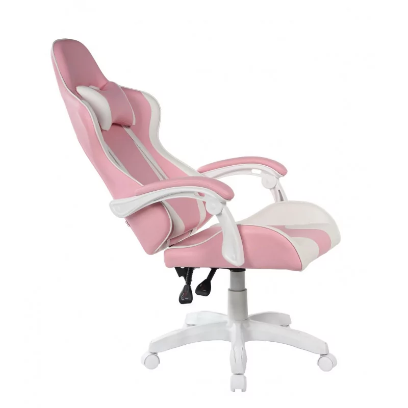 Chaise Gamer Atlas – Rose & Blanc | Élégance & Confort