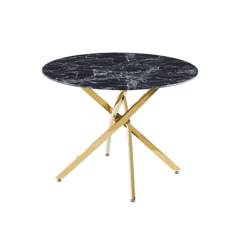 Table Ronde Imperia – Marbre Noir & Doré Design Luxe