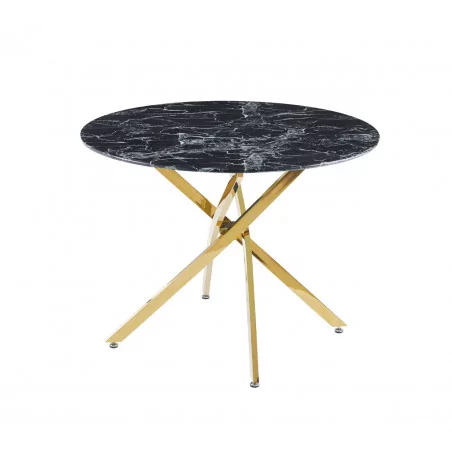 Table Ronde Imperia – Marbre Noir & Doré Design Luxe