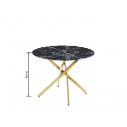 Table Ronde Imperia – Marbre Noir & Doré Design Luxe