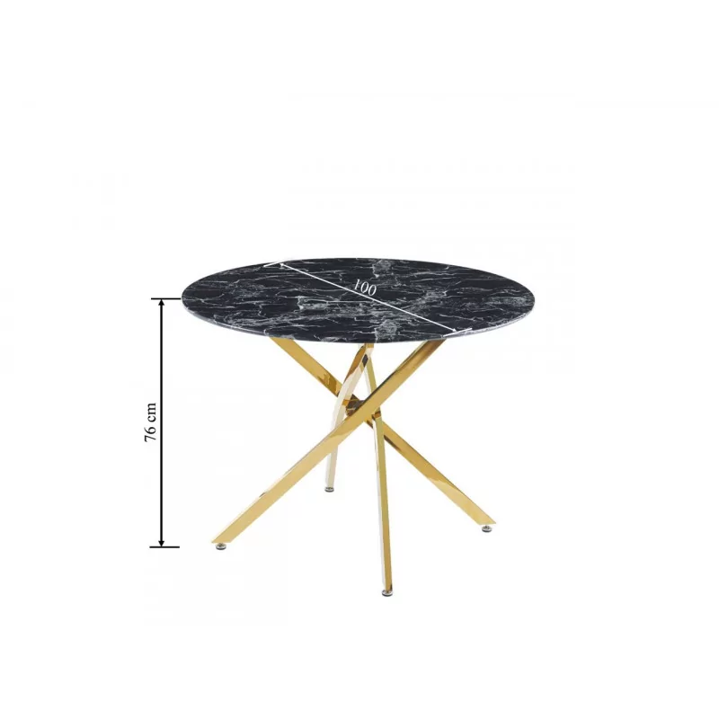 Table Ronde Imperia – Marbre Noir & Doré Design Luxe
