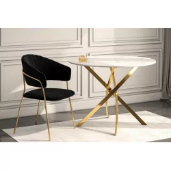 Table Imperia – Marbre Blanc & Doré Design Luxe