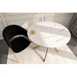 Table Imperia – Marbre Blanc & Doré Design Luxe
