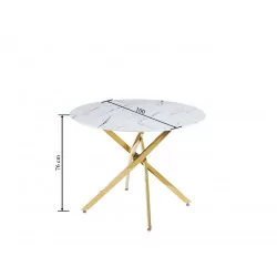 Table Imperia – Marbre Blanc & Doré Design Luxe