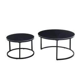 Tables basses rondes noires en céramique – Set design Golddeco
