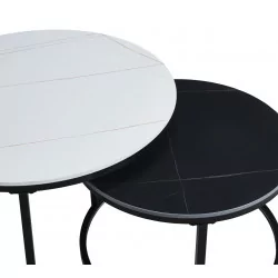 Tables basses marbre blanc & noir – Set bicolore design Golddeco