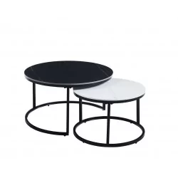 Tables basses marbre noir & blanc – Duo inversé design Golddeco