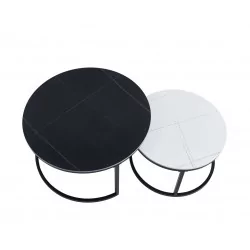 Tables basses marbre noir & blanc – Duo inversé design Golddeco