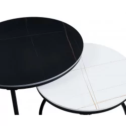 Tables basses marbre noir & blanc – Duo inversé design Golddeco