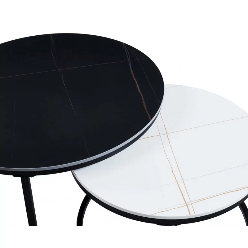 Tables basses marbre noir & blanc – Duo inversé design Golddeco