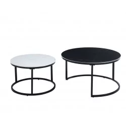 Tables basses marbre noir & blanc – Duo inversé design Golddeco