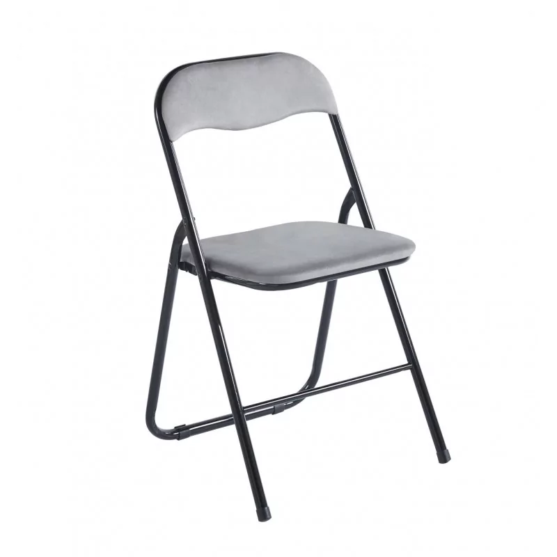 Chaise pliante velours gris – Pratique & design Golddeco