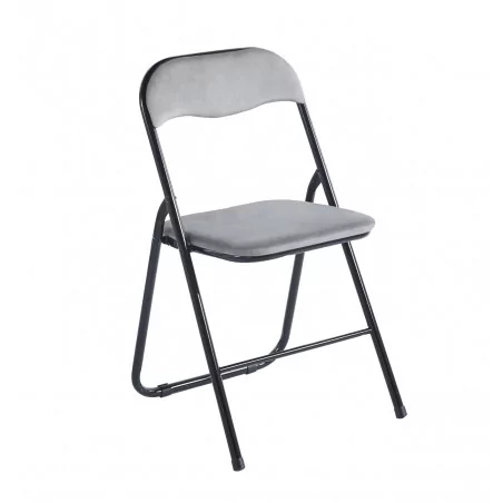 Chaise pliante velours gris – Pratique & design Golddeco