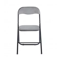 Chaise pliante velours gris – Pratique & design Golddeco