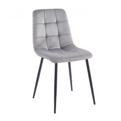 Chaise Bohoo velours gris – Élégance sobre & confort Golddeco
