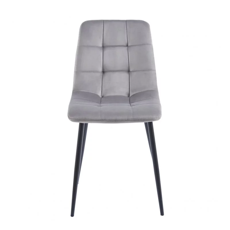 Chaise Bohoo velours gris – Élégance sobre & confort Golddeco