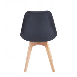 Chaise Scandi velours noir – Pieds bois naturel Golddeco