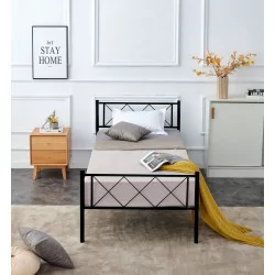 Lit en métal 90x200 noir – structure design et robuste | Golddeco