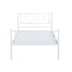 Lit en métal 90x200 blanc – structure design moderne et robuste | Golddeco