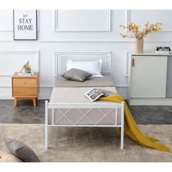 Lit en métal 90x200 blanc – structure design moderne et robuste | Golddeco