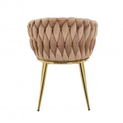 Chaise Maeva velours marron cappuccino – Pieds dorés design Golddeco