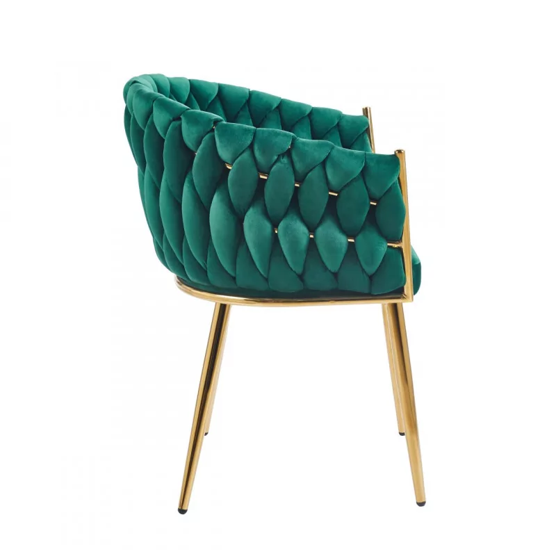 Chaise Maeva velours vert émeraude – Pieds dorés Golddeco
