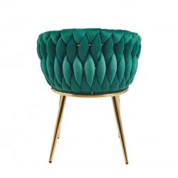 Chaise Maeva velours vert émeraude – Pieds dorés Golddeco