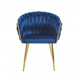 Chaise Maeva velours bleu royal – Pieds dorés Golddeco