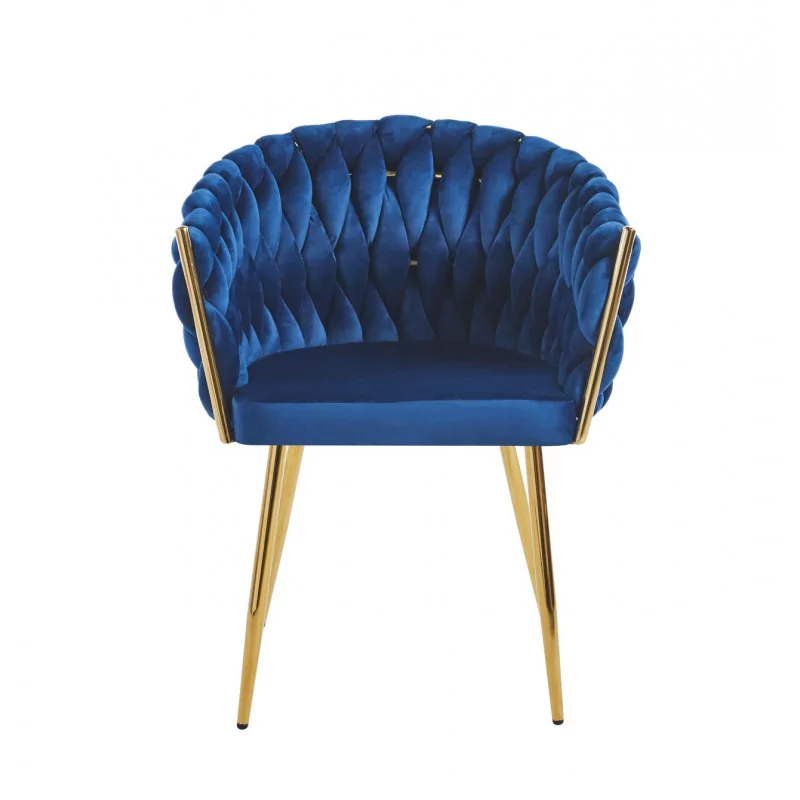 Chaise Maeva velours bleu royal – Pieds dorés Golddeco