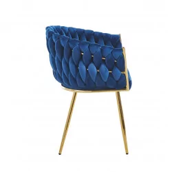Chaise Maeva velours bleu royal – Pieds dorés Golddeco
