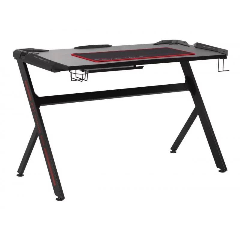 Bureau Gaming LED noir et rouge – design pro avec hub USB | Golddeco