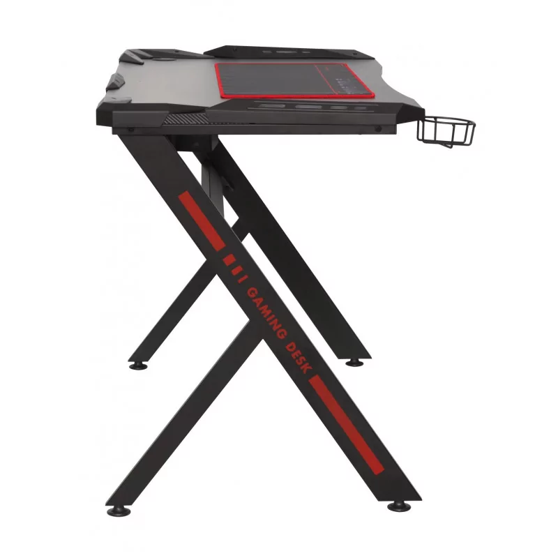 Bureau Gaming LED noir et rouge – design pro avec hub USB | Golddeco