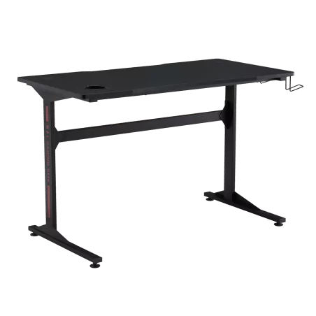 Bureau Gaming noir carbone – design pro avec double passe-câbles | Golddeco